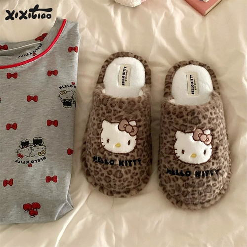 细细条正版HelloKitty棉拖鞋女