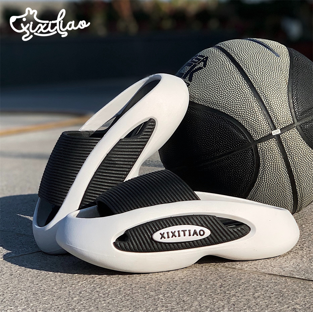 细细条户外时尚百搭拼色凉拖鞋