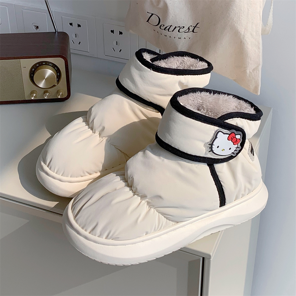 细细条 少女心可爱凯蒂猫魔术贴棉鞋冬季女士外穿保暖拼色雪地靴,女鞋,时尚雪地靴,淘宝优惠券,粉丝福利购,淘宝优惠卷