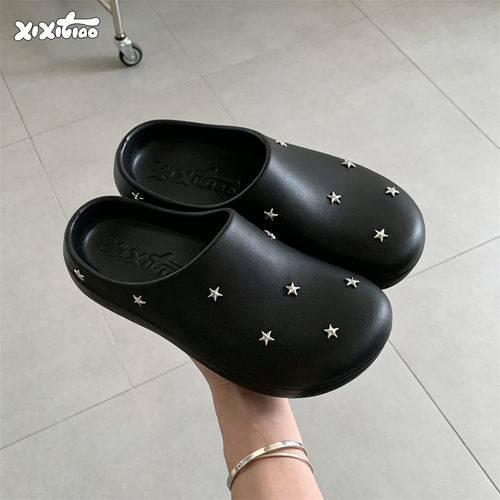细细条网红星星包头拖鞋女外穿