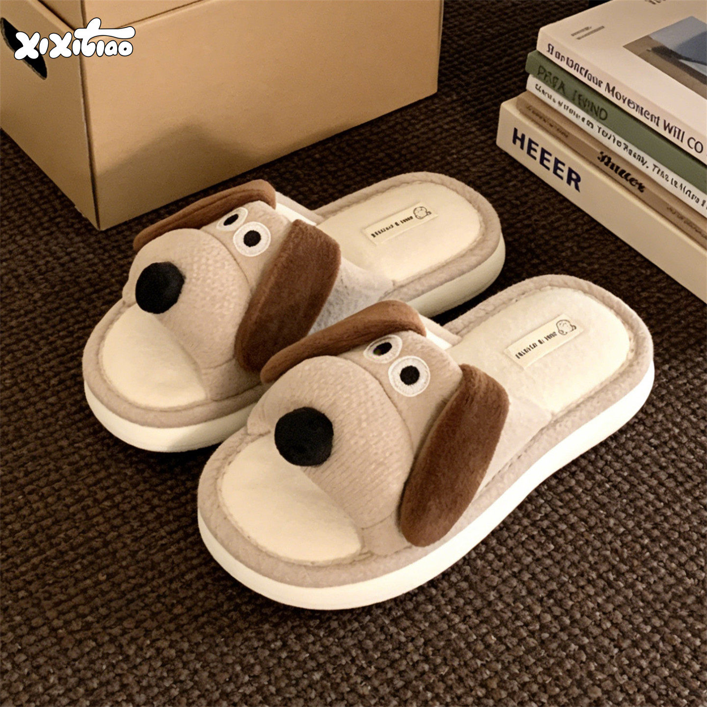 细细条 四季通用趣味狗狗亚麻拖鞋男女室内防滑情侣吸汗地板鞋ins,居家布艺,居家亚麻拖鞋,淘宝优惠券,粉丝福利购,淘宝优惠卷