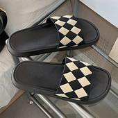 女夏外穿网红时尚 细细条 菱格凉拖鞋 休闲室内防滑百搭平底一字拖