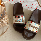 细细条 男女 软底防滑居家外穿凉拖鞋 情侣夏季 ins可爱狗狗一字拖鞋
