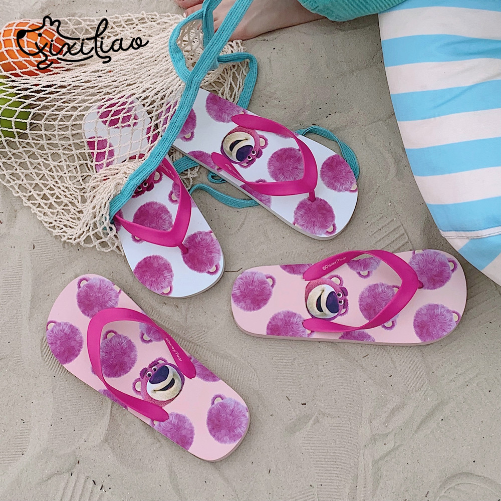 细细条 休闲夹脚沙滩鞋夏季外穿防滑可爱迪士尼草莓熊人字拖女ins,女鞋,人字拖,淘宝优惠券,粉丝福利购,淘宝优惠卷