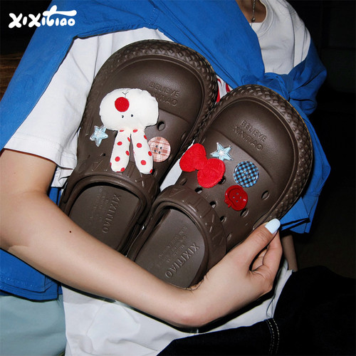 可爱纽扣小兔EVA软底洞洞鞋女