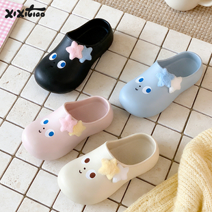 细细条 多巴胺可爱星星包头一脚蹬女夏y2k外穿增高厚底洞洞凉拖鞋