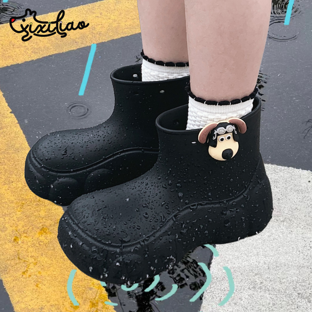 细细条 雨天户外穿防滑防水可爱雨靴胶鞋趣味狗狗四季通用雨鞋女