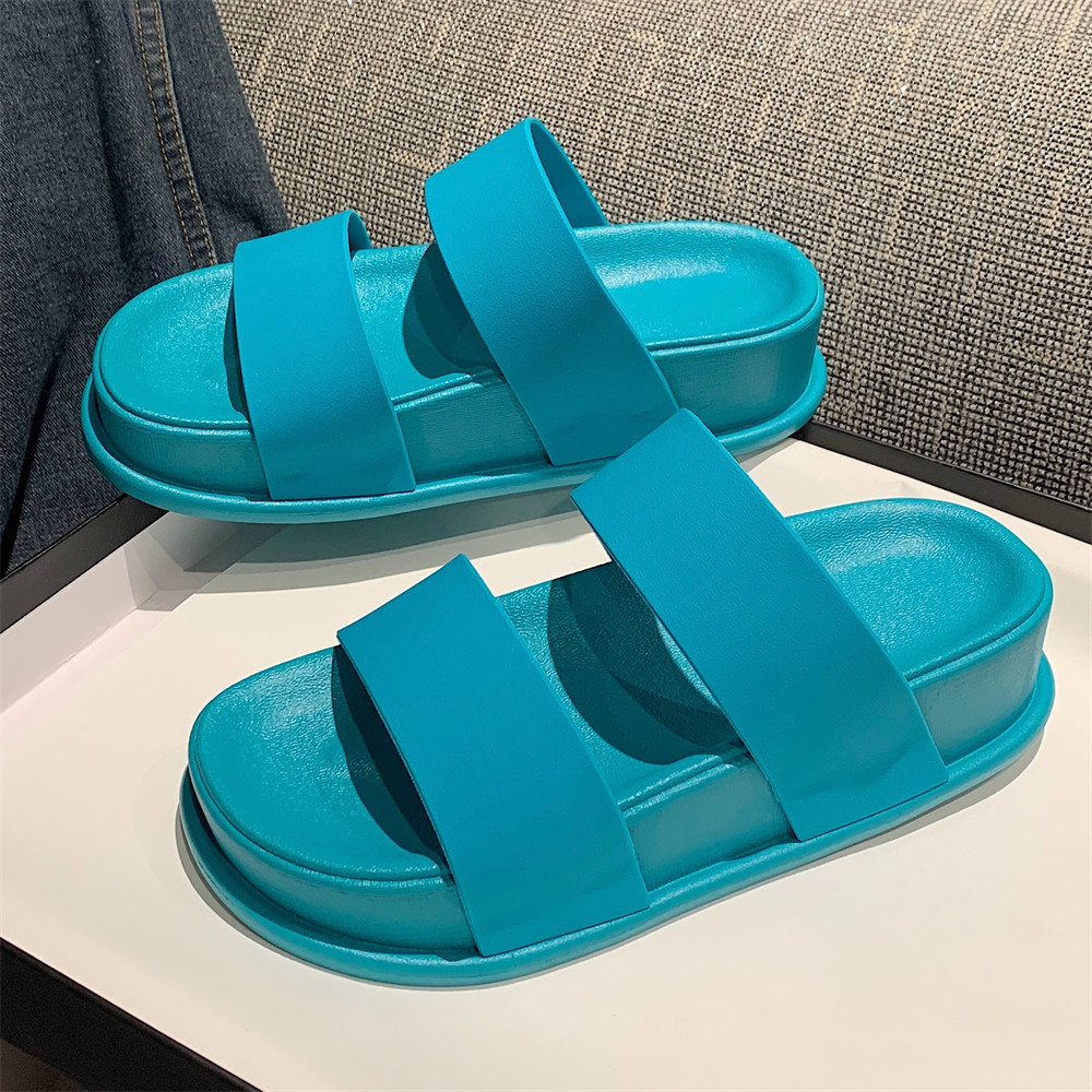 细细条 日系简约风纯色双带厚底拖鞋夏季女士户外防滑百搭凉拖鞋,女鞋,一字拖,淘宝优惠券,粉丝福利购,淘宝优惠卷