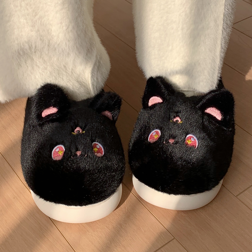 细细条防滑保暖甜酷居家棉拖鞋