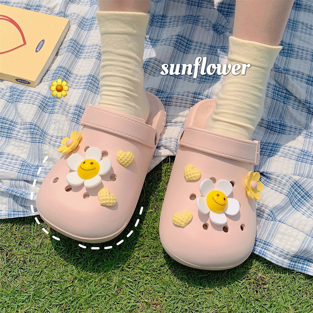 细细条可爱太阳花亲子外穿凉拖鞋