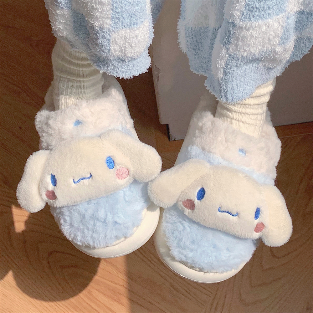 细细条 三丽鸥棉拖鞋女秋冬季网红时尚居家可爱大耳狗亲子毛毛鞋