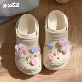 细细条 外穿百搭可爱沙滩凉鞋 少女心diy小兔洞洞鞋 女eva软底夏季