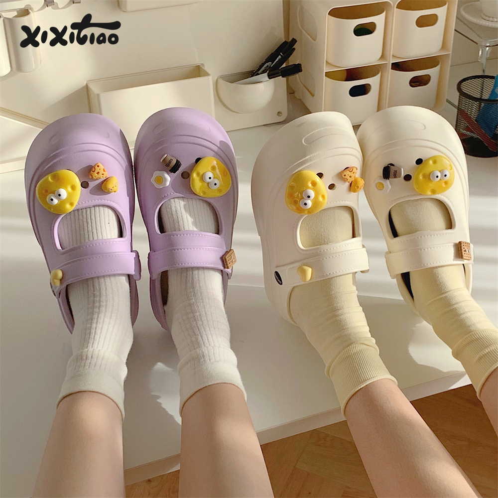 细细条可爱芝士奶酪玛丽珍凉鞋