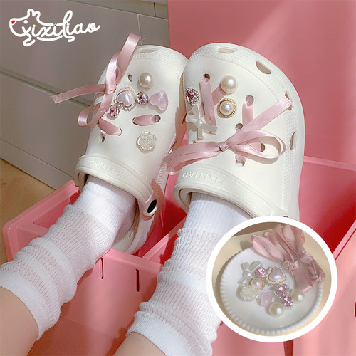 细细条少女心蝴蝶结鞋子装饰品