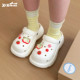 女夏韩系可爱红苹果外穿防滑厚底少女心沙滩凉鞋 细细条 EVA洞洞鞋