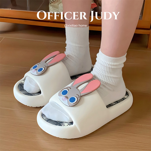 细细条 可爱朱迪疯狂动物城拖鞋男女居家防滑外穿情侣尼克凉拖夏