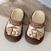 女 亲子夏休闲两穿拿铁色沙滩凉鞋 细细条 软萌小熊Mikko联名洞洞鞋