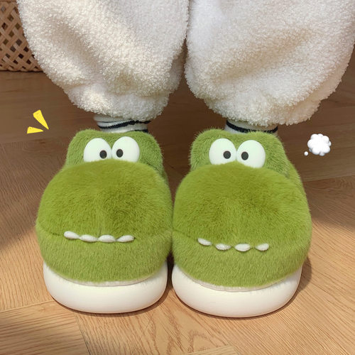 细细条创意可爱鳄鱼室内棉拖鞋
