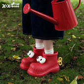 细细条 四季 趣味圆头大眼睛雨鞋 女户外防滑防水可爱ins雨靴子水鞋