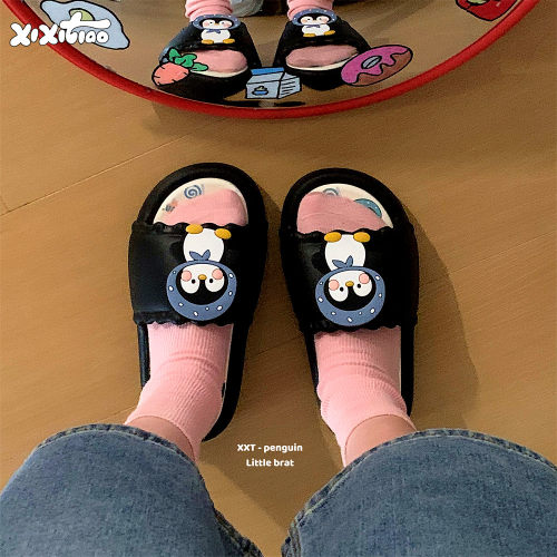 细细条EVA软底趣味企鹅家居凉拖