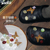 花diy装 细细条 饰扣花朵琥珀鞋 配饰古风蝴蝶装 饰品 庄周梦蝶洞洞鞋