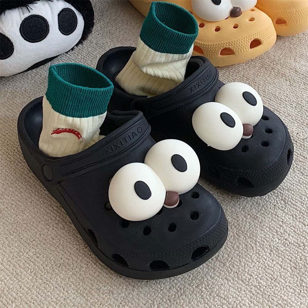 细细条个性可爱大眼睛情侣洞洞鞋