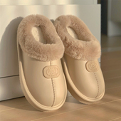 创意卡通小熊男士 家居鞋 冬季 细细条 防滑保暖ins简约情侣棉拖鞋 女