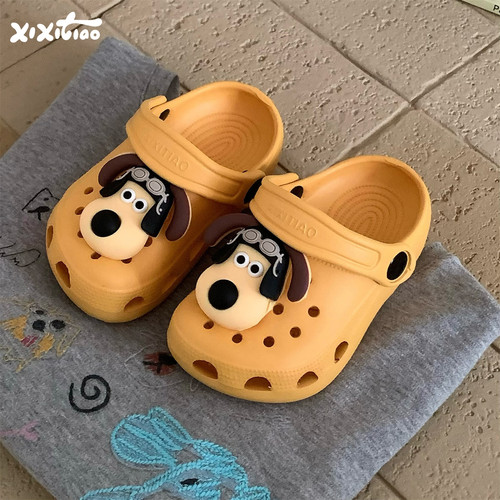 细细条趣味狗狗儿童沙滩凉拖