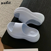 一字拖鞋 时尚 网红外穿防滑百搭沙滩凉拖女增高8cm厚底夏季 细细条