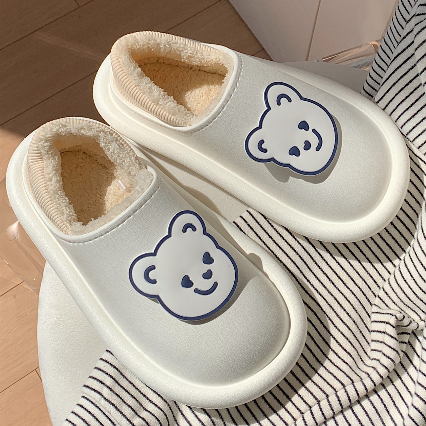 细细条室外防水保暖全包跟棉拖