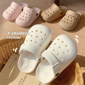 日系简约时尚 沙滩鞋 儿童洞洞鞋 外穿包头凉鞋 ins 男女孩夏季 细细条