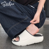 细细条 凉拖外穿防臭休闲厚底一字拖鞋 街头时尚 ins潮拼色女士夏季