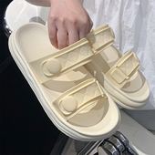 海边沙滩鞋 细细条 休闲百搭双带凉鞋 女夏软厚底防滑时尚 外穿拖鞋