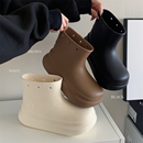 雨鞋 户外穿短筒雨靴胶鞋 女夏季 简约防水防滑厚底水鞋 时尚 细细条