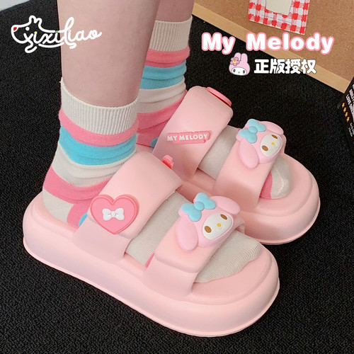 细细条可爱美乐蒂外穿双带凉拖鞋