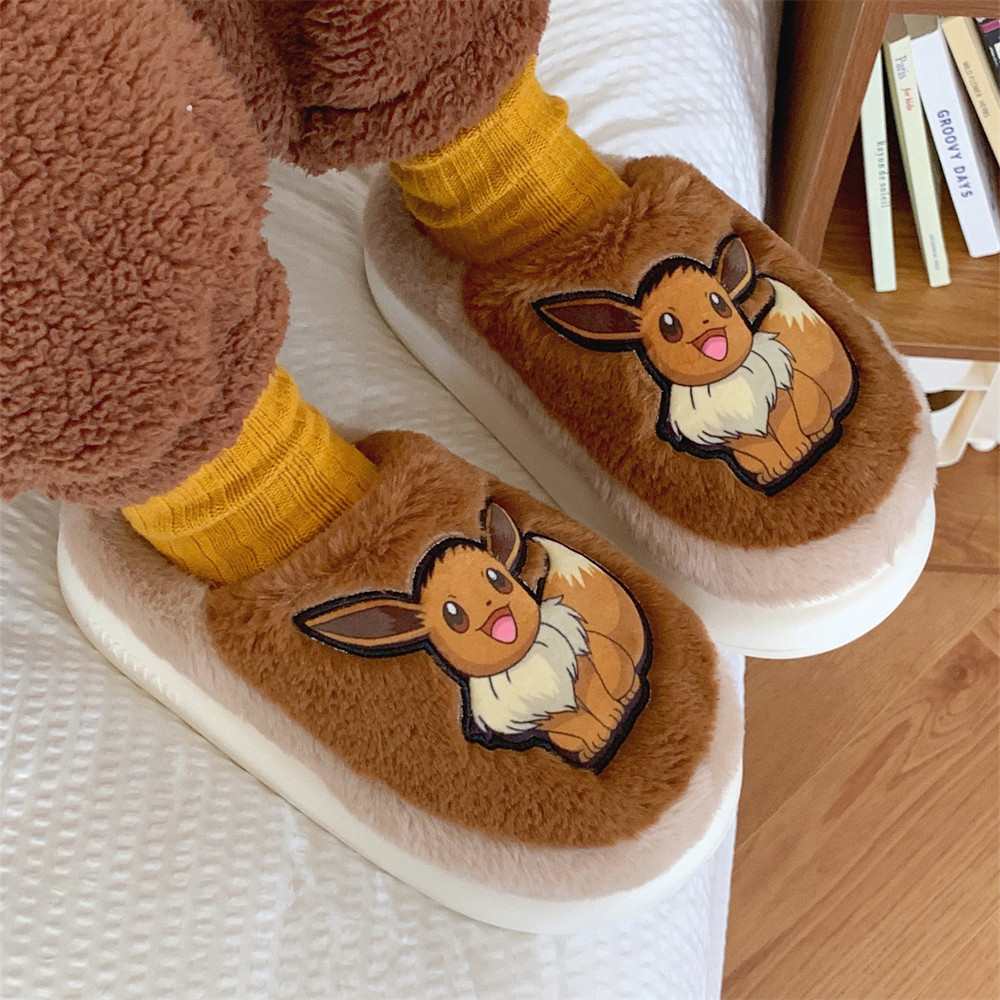 细细条 正版宝可梦伊布皮卡丘棉拖鞋情侣冬季居家可爱毛毛鞋男女,居家布艺,居家棉拖/棉鞋,淘宝优惠券,粉丝福利购,淘宝优惠卷