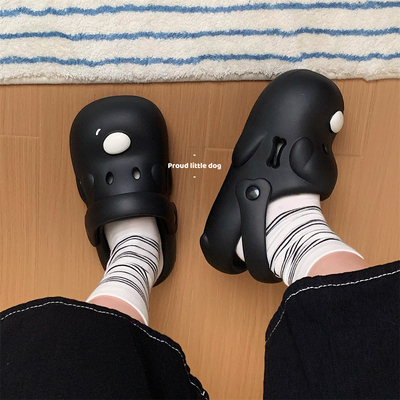 细细条趣味狗狗沙滩洞洞鞋女