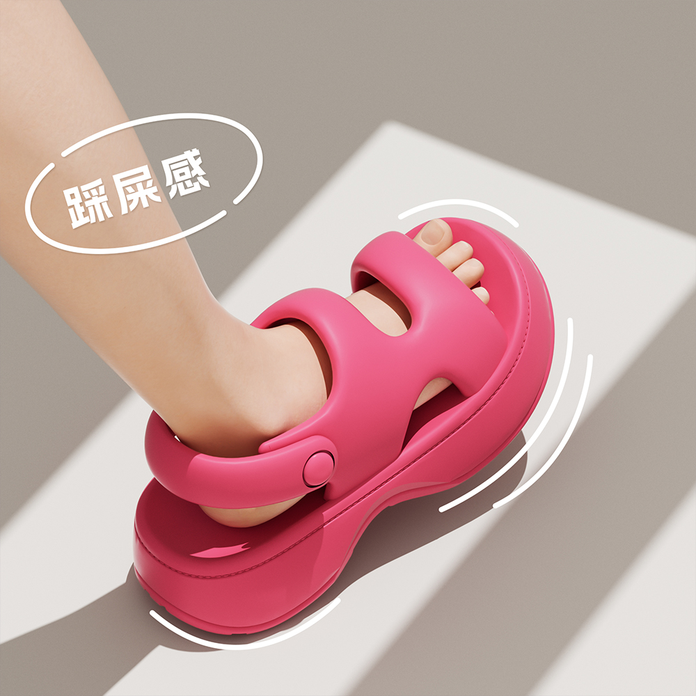细细条时尚百搭防滑厚底沙滩凉鞋