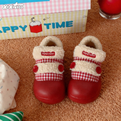 细细条 女休闲 加绒加厚保暖厚底乐福豆豆鞋 可爱撞色拼接棉鞋 冬季