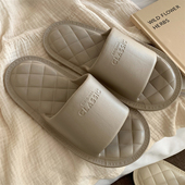 韩版 女夏季 ins潮男士 细细条 时尚 居家一字拖鞋 简约菱格情侣凉拖鞋