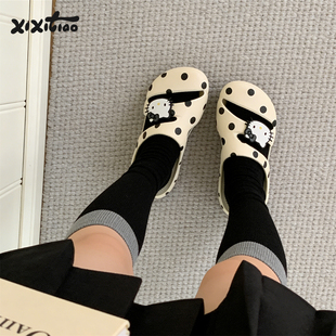 细细条 ins正版 HelloKitty凉拖鞋 女夏 休闲防滑包头户外沙滩洞洞鞋