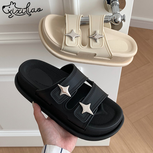 细细条时尚百搭休闲双带拖鞋