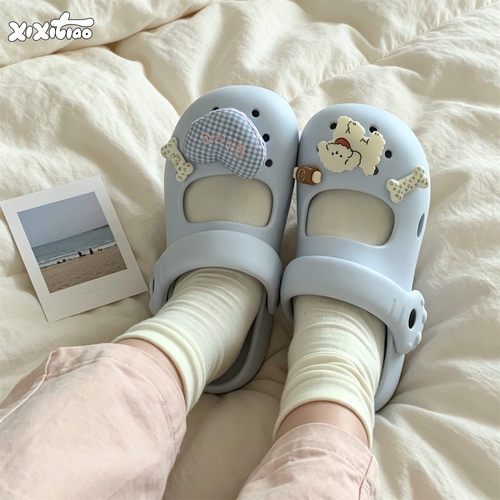 细细条爱心小狗两穿洞洞鞋女