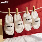 女eva防臭儿童居家防滑亲子夏季 细细条 软萌泰迪狗狗拖鞋 外穿凉拖