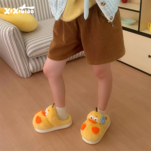 细细条 情侣可爱无鸭梨棉拖鞋冬防滑家用保暖趣味毛绒月子鞋男女