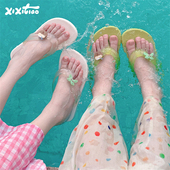 夹脚凉拖 沙滩鞋 细细条 度假风防臭人字拖女韩系创意椰树椰子夏季