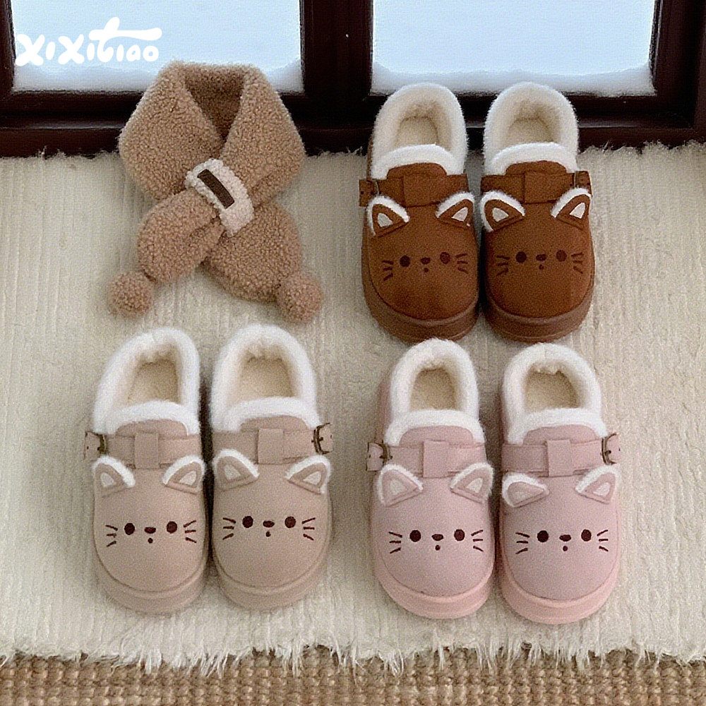 细细条新款卡通小猫Lolita棉鞋