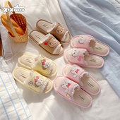 细细条 甜美软萌防滑软底春夏女室内地板鞋 mikko联名四季 棉麻拖鞋