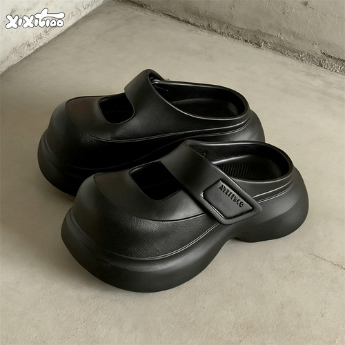 细细条潮酷百搭厚底凉拖鞋女夏季