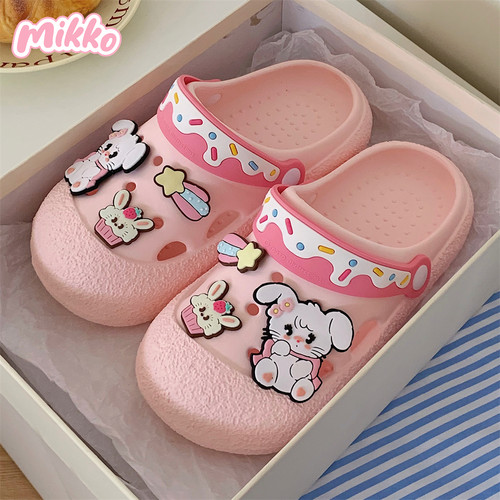 细细条少女心可爱小兔包头洞洞鞋